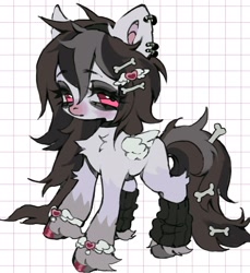 Size: 1872x2048 | Tagged: safe, artist:p0nyplanet, derpibooru import, oc, oc only, pegasus, pony, adoptable, chest fluff, clothes, ear piercing, earring, female, hairclip, jewelry, leg warmers, mare, piercing, solo, unshorn fetlocks