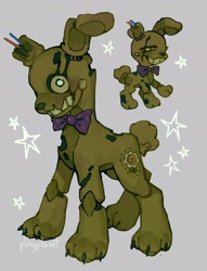 Size: 1568x2048 | Tagged: safe, artist:p0nyplanet, derpibooru import, oc, oc only, pony, robot, robot pony, animatronic, bowtie, five nights at freddy's, ponified, solo, species swap, springtrap