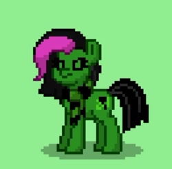 Size: 393x387 | Tagged: safe, derpibooru import, pinkie pie, oc, oc only, oc:toxic pinkamena, oc:toxicpie, pony, alternate universe, angry, clothes, elements of poison, female, green background, monster, pinkamena diane pie, pony town, scarf, simple background, solo