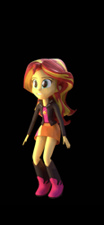 Size: 1170x2532 | Tagged: artist needed, source needed, safe, artist:creatorofpony, derpibooru import, sunset shimmer, equestria girls, g4, 3d, black background, simple background, solo, squatting