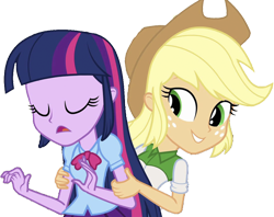 Size: 3189x2520 | Tagged: safe, derpibooru import, edit, edited screencap, editor:homersimpson1983, screencap, applejack, twilight sparkle, human, equestria girls, g4, background removed, female, not a vector, simple background, transparent background