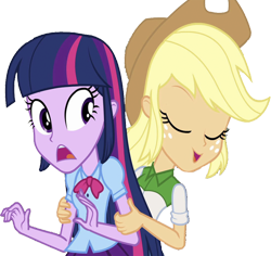 Size: 2664x2520 | Tagged: safe, derpibooru import, edit, edited screencap, editor:homersimpson1983, screencap, applejack, twilight sparkle, human, equestria girls, g4, background removed, female, not a vector, simple background, transparent background