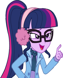 Size: 2041x2520 | Tagged: safe, derpibooru import, edit, edited screencap, editor:homersimpson1983, screencap, sci-twi, twilight sparkle, human, equestria girls, g4, background removed, clothes, earmuffs, glasses, not a vector, simple background, solo, transparent background, winter outfit