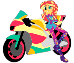 Size: 968x833 | Tagged: safe, derpibooru import, sunset shimmer, equestria girls, g4, female, feminism, moto, motogp, motorcross, motorcycle, motorsport, race, race swap, racer, racing, simple background, smmerbetes, solo, sports, transparent background