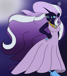 Size: 3700x4200 | Tagged: safe, artist:digi1talpho3nix, derpibooru import, nightmare rarity, human, equestria girls, g4, breasts, clothes, dress, equestria girls-ified, female, grin, hand on hip, horn, long hair, nightmare raritits, smiling, smirk, solo