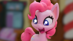 Size: 1920x1080 | Tagged: safe, derpibooru import, screencap, pinkie pie, earth pony, pony, cake off, g4.5, my little pony: stop motion short, cute, smiling, solo, sugarcube corner