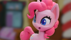 Size: 1920x1080 | Tagged: safe, derpibooru import, screencap, pinkie pie, earth pony, pony, cake off, g4.5, my little pony: stop motion short, confused, cute, solo, sugarcube corner