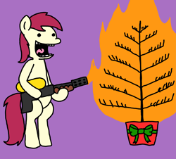 Size: 3351x3023 | Tagged: safe, artist:professorventurer, derpibooru import, roseluck, earth pony, pony, g4, bipedal, christmas, christmas tree, eddsworld, female, holiday, mare, tom (eddsworld), tree, zanta claws iii