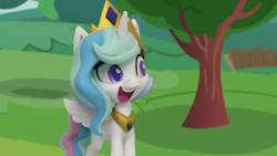 Size: 1920x1080 | Tagged: safe, derpibooru import, screencap, princess celestia, alicorn, pony, g4.5, my little pony: stop motion short, the great race (short), cute, smiling, solo