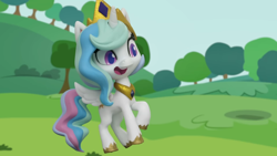 Size: 1920x1080 | Tagged: safe, derpibooru import, screencap, princess celestia, alicorn, pony, g4.5, my little pony: stop motion short, the great race (short), cute, flying, smiling, solo