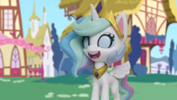 Size: 1920x1080 | Tagged: safe, derpibooru import, screencap, princess celestia, alicorn, pony, g4.5, my little pony: stop motion short, the great race (short), cute, smiling, solo