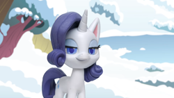 Size: 1920x1080 | Tagged: safe, derpibooru import, screencap, rarity, pony, unicorn, g4.5, my little pony: stop motion short, snow pony contest (short), cute, smug, snow, solo