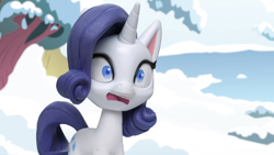 Size: 1920x1080 | Tagged: safe, derpibooru import, screencap, rarity, pony, unicorn, g4.5, my little pony: stop motion short, snow pony contest (short), cute, distressed, funny, snow, solo