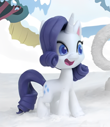 Size: 1184x1372 | Tagged: safe, derpibooru import, edit, edited screencap, screencap, rarity, pony, unicorn, g4.5, my little pony: stop motion short, snow pony contest (short), cute, smiling, snow, solo