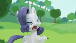 Size: 1920x1080 | Tagged: safe, derpibooru import, screencap, rarity, pony, unicorn, g4.5, gem of a problem, my little pony: stop motion short, complaining, cute, funny, solo