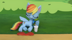 Size: 1920x1080 | Tagged: safe, derpibooru import, edit, edited screencap, screencap, rainbow dash, pegasus, pony, g4.5, my little pony: stop motion short, the great race (short), cute, sleeping, solo