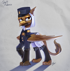 Size: 2800x2840 | Tagged: safe, artist:opal_radiance, derpibooru import, oc, griffon, equestria at war mod, commission, griffon oc, guard, honor, solo