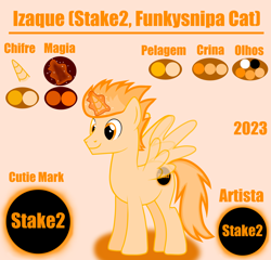 Size: 2304x2215 | Tagged: safe, artist:stake2, derpibooru import, oc, oc only, oc:izaque (stake2 - funkysnipa cat), alicorn, pony, g4, 2023, alicorn oc, brazil, horn, male, portuguese, reference sheet, solo, stallion, wings