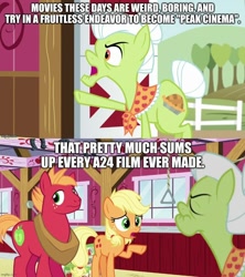 Size: 888x998 | Tagged: safe, derpibooru import, edit, edited screencap, screencap, applejack, big macintosh, granny smith, g4, where the apple lies, comic, screencap comic, teenage applejack, teenager