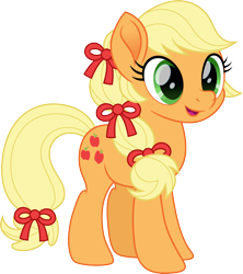 Size: 1418x1600 | Tagged: safe, artist:cloudy glow, derpibooru import, applejack, earth pony, pony, g4, 1968, barbie, barbie hair, cute, female, jackabetes, ribbon, simple background, solo, transparent background