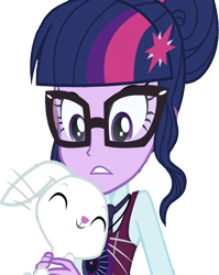 Size: 2003x2520 | Tagged: safe, derpibooru import, edit, edited screencap, editor:homersimpson1983, screencap, angel bunny, sci-twi, twilight sparkle, human, rabbit, equestria girls, g4, animal, background removed, female, male, not a vector, simple background, transparent background