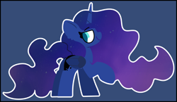 Size: 8600x5000 | Tagged: safe, artist:moonydusk, derpibooru import, princess luna, alicorn, g4, blue background, female, gradient mane, mare, outline, simple background, solo