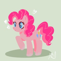 Size: 2048x2048 | Tagged: safe, artist:yeseditz, derpibooru import, pinkie pie, earth pony, pony, g4, doodle, female, heart, simple background, smiling, solo, unshorn fetlocks