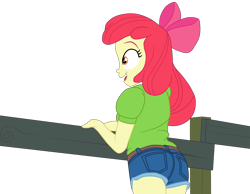 Size: 2961x2296 | Tagged: safe, artist:gmaplay, derpibooru import, apple bloom, human, equestria girls, g4, ass, bloom butt, butt, clothes, rear view, shorts, simple background, solo, transparent background
