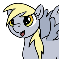 Size: 2048x2048 | Tagged: artist needed, source needed, safe, derpibooru import, derpy hooves, pegasus, g4, :d, cute, digital art, eyelashes, female, golden eyes, happy, mare, open mouth, open smile, simple background, smiling, solo, spread wings, white background, wings, yellow mane