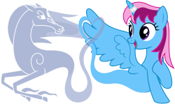 Size: 6721x4000 | Tagged: safe, artist:parclytaxel, derpibooru import, oc, oc only, oc:parcly taxel, oc:spindle, alicorn, genie pony, pony, windigo, g4, .svg available, 2024 community collab, absurd resolution, ain't never had friends like us, albumin flask, alicorn oc, derpibooru community collaboration, eye contact, female, floating, genie, heart, horn, looking at each other, looking at someone, mare, open mouth, open smile, raised hoof, raised leg, simple background, smiling, transparent background, vector, windigo oc, wings