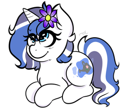 Size: 1000x900 | Tagged: safe, artist:txc, derpibooru import, oc, oc only, pony, unicorn, flower, flower in hair, multicolored hair, multicolored mane, no source available, simple background, solo, transparent background