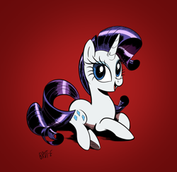 Size: 2048x1996 | Tagged: safe, artist:brdte, derpibooru import, rarity, pony, unicorn, g4, female, gradient background, looking at you, lying down, mare, open mouth, open smile, prone, smiling, smiling at you, solo