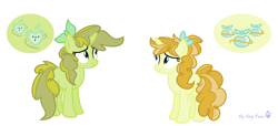 Size: 2016x916 | Tagged: safe, derpibooru import, oc, oc only, pony, unicorn, g4, base used, duo, female, mare, offspring, parent:apple bud, parent:pumpkin cake, parents:pumpkinbud, siblings, simple background, sisters, white background
