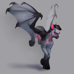 Size: 2000x2000 | Tagged: safe, artist:ryusya, derpibooru import, bat pony, flying, male, manly, solo, spread wings, wings