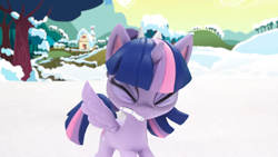 Size: 1920x1080 | Tagged: safe, derpibooru import, screencap, twilight sparkle, twilight sparkle (alicorn), alicorn, pony, g4.5, my little pony: stop motion short, snowball fight (short), cringing, cute, solo