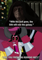 Size: 560x794 | Tagged: safe, derpibooru import, edit, edited screencap, screencap, lord tirek, twilight's kingdom, crossover, emperor palpatine, everyone steals tirek's meme, meme, star wars, star wars: revenge of the sith