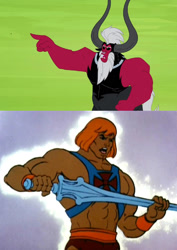 Size: 1123x1588 | Tagged: safe, derpibooru import, edit, edited screencap, screencap, lord tirek, twilight's kingdom, crossover, he-man, he-man and the masters of the universe, tirek is doomed, tirek is so utterly boned it's tragic