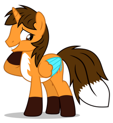 Size: 3351x3651 | Tagged: safe, artist:creedyboy124, derpibooru import, oc, oc only, oc:ej, alicorn, pony, colored wings, fox tail, horn, male, multicolored wings, simple background, stallion, tail, transparent background, wings