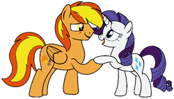 Size: 867x497 | Tagged: safe, artist:noi kincade, derpibooru import, rarity, oc, oc:firey ratchet, pegasus, pony, unicorn, g4, female, male, shipping, simple background, straight, transparent background