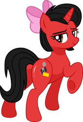 Size: 3244x4764 | Tagged: safe, artist:mickey1909, derpibooru import, oc, oc only, oc:minnie motion, pony, unicorn, bow, female, flank, hair bow, simple background, solo, transparent background