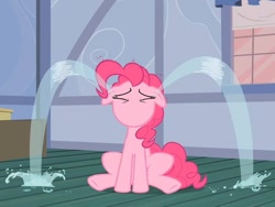 Size: 960x720 | Tagged: safe, derpibooru import, edit, edited screencap, screencap, pinkie pie, earth pony, baby cakes, g4, season 2, cropped, crying, female, no mouth, no nose, sad, solo