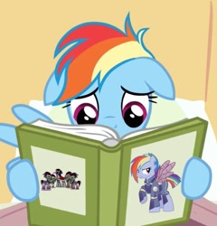 Size: 687x716 | Tagged: safe, derpibooru import, edit, edited screencap, editor:zcord, screencap, king sombra, rainbow dash, pegasus, pony, g4, the cutie re-mark, alternate hairstyle, alternate timeline, apocalypse dash, book, clipped wings, crystal war timeline, mind control, wings