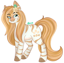 Size: 1506x1480 | Tagged: safe, artist:trashpanda czar, derpibooru import, oc, oc only, oc:bombay colada, zebra, flower, flower in hair, long hair, long mane, long tail, simple background, solo, stripes, tail, transparent background, zebra oc