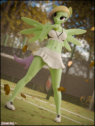 Size: 2880x3840 | Tagged: safe, artist:steamyart, derpibooru import, oc, oc:green screen, anthro, pegasus, 3d, ball, female, solo, sports, tennis, tennis ball, tennis racket