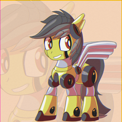 Size: 1440x1440 | Tagged: safe, artist:trackheadtherobopony, derpibooru import, oc, oc:thunder (fl), pony, robot, robot pony, roboticization, solo, zoom layer