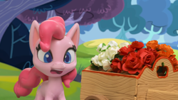 Size: 1920x1080 | Tagged: safe, derpibooru import, screencap, pinkie pie, earth pony, pony, g4, g4.5, my little pony: stop motion short, pinkie pie vs the flowers, cute, shocked