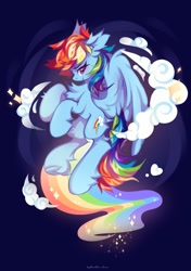 Size: 1521x2160 | Tagged: safe, artist:vanilla-chan, artist:vanilla_sweety, derpibooru import, rainbow dash, pegasus, pony, g4, chest fluff, cloud, cute, dashabetes, ear fluff, ears, female, fluffy, flying, leg fluff, looking at you, mare, profile, rainbow trail, smiling, smiling at you, solo, spread wings, underhoof, wings