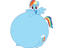 Size: 3264x2448 | Tagged: safe, artist:simonstudio587, derpibooru import, rainbow dash, pegasus, pony, g4, female, inflation, looking at you, open mouth, open smile, simple background, smiling, smiling at you, solo, spread wings, transparent background, wings