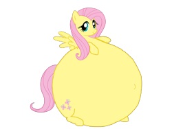 Size: 3264x2448 | Tagged: safe, artist:simonstudio587, derpibooru import, fluttershy, pegasus, pony, g4, female, inflation, looking at you, mare, simple background, smiling, smiling at you, solo, spread wings, transparent background, wings