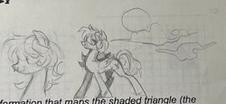 Size: 2048x942 | Tagged: safe, artist:clowncarpal, derpibooru import, oc, oc only, oc:inky quills, pony, cloud, graph paper, male, nose piercing, piercing, solo, stallion, sun, traditional art